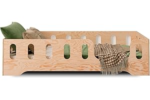 smartwood Lit Enfant 120x190 TILA 2P - lit avec sommier à Lattes - Meubles de Chambre d'enfant - lit Enfant en Bois avec Barriere - différentes Variantes - Bois Naturel - 190x120 lit Simple