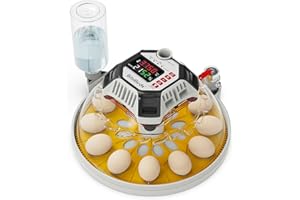 TRIOCOTTAGE Brutautomat Vollautomatisch,BibiBirds Inkubator Hühner 12 Eier,Mit Automatischer Steuerung Von Feuchtigkeit, Temperatur Und Einem Automatischen Rotationsystem Ausgestattet für HüHnerstall ,Wachtel