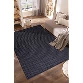 MEC Home Anthracite Bubble Plush Carpet - Soft, Non-Slip Bottom, Machine Washable Living Room Carpet (Different Size Options) (10