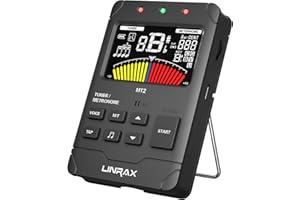 Linrax MT2 Metronom Stimmgerät Wiederaufladbares, 3 in 1 Digitales Stimmgerät Metronom Tongenerator für Gitarre Bass Ukulele Violine Saxophon Trompete Klarinette Flöte, Präzise Tempo und Stimmung