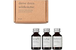 ‎KRUUT Kruut - 3er-Geschenke-Set bio Wildkräuter-Probierpaket 3 x 15ml Kraft, Ruhe & Balance - Kräuterauszug Oxymel Elixier Extrakt Sirup Regional
