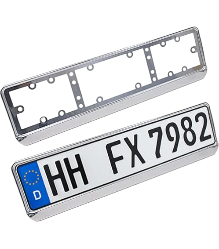 2 Stück Edelstahl Kennzeichenhalter Rahmenlos - Silber Für PKW 538x149 Mm