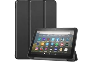 HoYiXi Case for All-new Fire HD 8 2020/2022 & Fire HD 8 Plus 2020/2022 Release PU Leather Ultra Slim Case Tri-Fold Cover Protective Tablet Cover with Auto Wake/Sleep Function - black