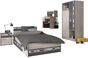 GENERISCH Jugendzimmer Fabric 12 von Parisot 5 teiliges Komplett Set in Esche und Grau…