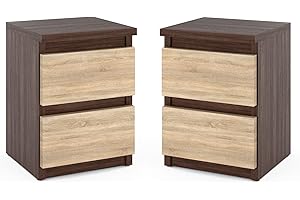 MRBLS_HOME MRBLS - Set di 2 comodini moderni con cassetti, in legno, per la camera da letto (wengé – Sonoma), 30 x 40 x 30 cm (larghezza x altezza x profondità)