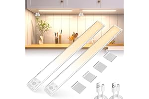 ‎WOBSION wobsion 40CM×2PCS LED Unterbauleuchte Küche kabellos Dimmbar,138 Led Schrankbeleuchtung Mit Bewegungsmelder,2200mAh USB Wechselbare Farben Warmweiß/Neutralweiß/Weiß für Kleiderschrank Beleuchtung