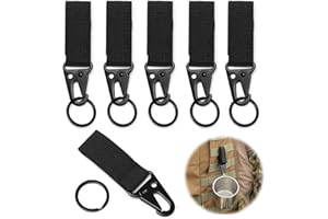 FL HUA 6 Pièces Mousquetons Tactique, Sangle en Nylon avec Mousqueton, Mousqueton de Ceinture Tactique Noir pour Accessoires Tactiques Gilet de Ceinture et Sac a Dos