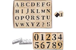 Sixfolo 38 Pcs Tampons de Alphabet et Chiffres Tampon en Bois Caoutchouc Tampons Lettres Alphabet Timbres en Bois avec Lettres Chiffres et Symboles pour DIY Artisanat,Scrapbooking,Cartes