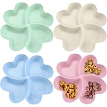 8 Plateaux à Compartiments En Plastique - 4 Couleurs (rose, Bleu, Vert, Beige) - Format Cœur 23 Cm - Pour Apéritifs Et Snacks