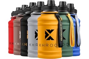 Khroom® Botella Deportiva de Acero Inoxidable 1,3 L - Apta para ácido carbónico y Botella de Acero Inoxidable irrompible para Fitness y Ocio | Botella de Agua | Botella Deportiva (1.3 L, Amarillo)