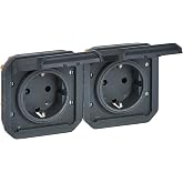 Legrand - Double 16A socket with side ground contact - Plexus - Waterproof IP55 - Componable to install with box or frame - A
