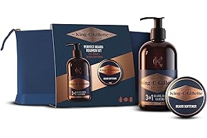 King C. Gillette Kit Barba Perfetta Per Una Barba Profumata Ogni Giorno, Con Pochette Da Viaggio, Detergente 3in1 Barba E Viso 350 ml E Balsamo Per Barba 100 ml
