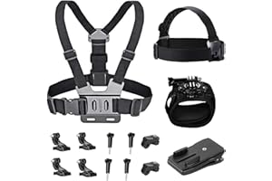 TEKCAM Action Kamera Brustgurt Halterung Kit,Brustgurt Kopfgurt Handschlaufe Rucksackhalterung,Action Cam Zubehör Set Kompatibel Mit Gopro Hero 12 11 10 9/Akaso Ek7000/SJCAM/Apeman/DJI Osmo