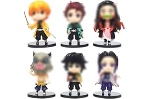 Tomicy 6 Stück Dämonentöter Statue Collectibles,Anime Charakter Modell Tortendeko,Anime Spielzeug Sammlung Figuren für Schreibtische,für Cake Dekorationsornamente/Collectibles