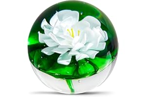 EUSTUMA Glass Flower Paperweight Figurine For Desk Give Them A Gift From The Person You Love Garden Decoration (White)