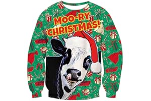 Rave on Friday Unisexo Navidad Sudaderas 3D Impresión Ugly Christmas Sweater Hombre Tops Sweatshirt S-XXL