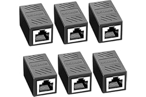BuxiuGK 6 acopladores RJ45, conectores Ethernet 8P8C hembra a hembra, compatible con cable de red Cat7/Cat6/Cat5e/Cat5