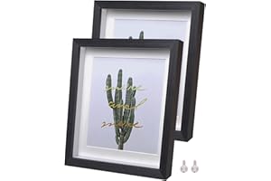 HOUSTIMI Shadow Box Frame 2 Pack 3d Deep Box Frames for Crafts 5x7 Black Picture Frame Wooden Photo Frames Internal Depth 0.6 inches with Real Glass