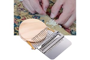 CYRANK Telar, Telar De Zurcir Herramienta De Tejido Tipo Speedweve Ganchos De Acero Inoxidable Disco De Madera De Pino Kit De Telar Pequeño Reparación Rápida De Agujeros De Ropa Mini Telar (14 Hooks)