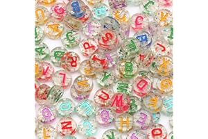 HERZONE 1000 perline con lettere da infilare, in acrilico, con alfabeto, mix di perline dalla A alla Z, per la creazione di gioielli, collana fai da te, portachiavi (D trasparente tipo B)