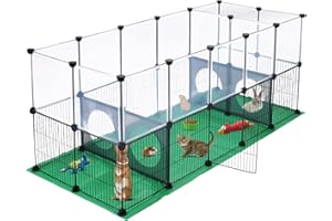 SILVER VALLEY Rabbit Playpen, Guinea Pig Cage, Hamster Cages, One Door Design for Small Animal, Bunny, Puppy, Kitten, Hedgehog, DIY, Portable, Exercise Fence with Mat, 153 x 64 x 64cm, Black