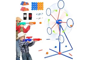 AONTESS Shooting Games Toys for Boys Girls, Gun Target Game for Kids 5 6 7 8 9 10 11 with Self-Rotating Target, 2 Blasters & 56 bullets (Blue)