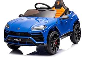 MONDIAL TOYS Macchina Elettrica per Bambini Lamborghini Urus 12v Full Optional con Sedile in Pelle e Tappetini Auto Elettrica per Bambini con Telecomando Blu
