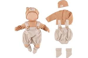 Foydream Baby Puppen Puppenkleidung 35-43 cm, Kleidung Bekleidung für Neugeborene Baby Puppen, Enthält Hemd, Latzhosen, Strickmütze und Socken (Ohne Puppe)