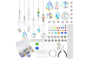 W RXKIOCS 121 Pièces Attrape Soleil Suncatcher Sun Catcher Attrape-Soleil Attrape Soleil Cristal Suspendu Set d'Artisanat en Cristal pour Le Bureau à Domicile Vacances Suspension en Cristal