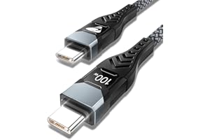 Aioneus Cable USB C a USB C 1M, 100W Cable USB C Carga Rapida PD 5A QC 4.0 Cable Tipo C a Tipo C Nylon para iPhone 15 Pro Max, Samsung S24 Ultra S23 S22 S21, iPad Pro, MacBook Pro/Air, Pixel, Switch
