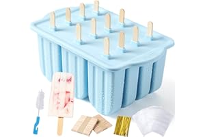 SINNSALLY Eisformen Silikon,Eisformen Eis am Stiel Silikon,Popsicle Formen Set,Stieleisformen,Eisförmchen mit Stiel,Ice Cream Lolly Mold Eiscreme Form Eis-Pop-Hersteller Eis Selber Machen (12-Hellblau)