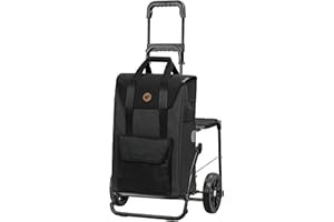 ANDERSEN Senta 2.0 - Trolley per la spesa, 49 l, elegante, impermeabile, pieghevole, con sedile, multifunzione, colore: Nero