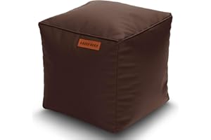 ‎GREEN BEAN Green Bean Sitzhocker aus Kunstleder - Pouf mit EPS Perlen Füllung - 40 x 40 cm - perfekte Ergänzung zum Sitzsack - Sitzwürfel Sitzkissen Hocker Fußhocker - Dunkelbraun