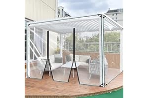 KGUDYS Clear Tarpaulin with Zip Door,1m,1.8m,2m,2.2m,2.8m,3m Heavy Duty Waterproof Pvc Transparent Tarpaulin,0.3mm Poly Clear Vinyl Tarp Cover,Clear Tarp Awning Patio Side Panels,WxH-4.8x2.2m/15.7x7.2ft