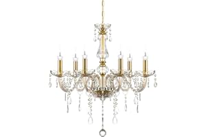 TRY-YEAN Lampadario a Gocce Dorata Lampadari a 6 Bracci in Cristallo Eleganti E14 K5 Cristallo Lampadario Camera da Letto Moderno per Soggiorno Corridoio Iscrizione