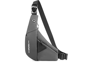 FOLOVEYA Mochila Cruzada Hombre Ligero Sling Bag Bolsos de Hombro Bolso Bandolera Pequeño Antirobo Bolso de Pecho Viaje Deporte Ciclismo Impermeable Poliéster Crossbody Bolsa Gris Hombro Derecho