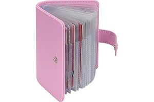 AIRCBC Porte Cartes de Crédit Femme Homme en Cuir avec Bouton 40 Fentes (Rose)