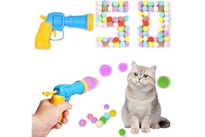 BUTTVIGOUR Cat Toy Ball Launcher with 50 Balls - Handheld Manual Cat Ball Shooter, Fun Throwing Toy for Indoor/Outdoor Cats, Interactive Fetch & Exercise Play,12ft Fixed Range, Lightweight Pet Training Toy