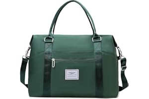 FIORETTO Women's Sports Gym Tote Duffle with Wet Pocket, Travel Weekend Overnight Bag with Removable Strap, Water-Resistant Carry On Hospital Holdall Dark Green