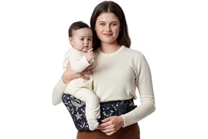 Marsupio per Bambini Momcozy - Cintura Regolabile con Protettore Ventrale 3D Originale, Marsupio Ergonomico con Varie Tasche per Neonati e Bambini fino a 45lbs (Cielo stellato, Medio)