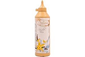 "Vanille" Dessertsauce | Verführerischer Topping in einer 600g - Flasche | Delicia Dessertsoße - Vielseitige Verwendung - Entfalten Sie Ihre Kreativität