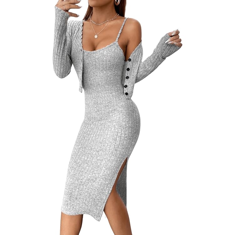GORGLITTER Damen Strickkleid Langarm A Linien Kleid Produktbild-Vorschau 8