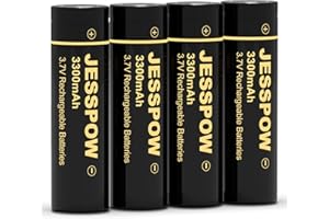 JESSPOW 4 Stück Wiederaufladbarer 3.7V Akku, Flat Top 3300mAh Batterien für Scheinwerfer, Kleiner Ventilator, Taschenlampen (Flache, Nicht AA/AAA)