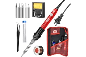 ANENG Lötkolben Set,60W Soldering Iron einstellbare Temperatur Lötwerkzeuge,tragbares Lötset 12-in-1 mit 5 Soldering Kit, Lötdrahtschlauch,Ständer,Schwamm,Pinzette für Metall,DIY,Repair