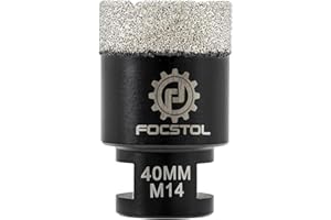 FOCSTOL Punte per Trapano Diamantate - 40mm Sega a Tazza Diamantata per Porcellana Ceramica Piastrella Marmo Granito Quarzo M14 Filettatura