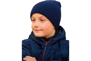 Entire Empire Boys Hat Warm Green Navy Blue - 50% Wool Two Layers - Winter Woolly Beanie for Boys - Boy's Hats Soft Knit for Kids Kid's Children Children's Age 5 6 7 8 9 10 11 12 13 Years Old