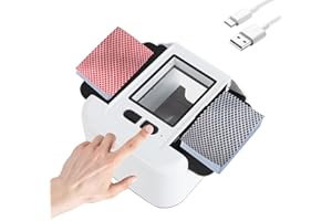 RUSPELA Card Shufflers Machine Portable Automatic Card Shuffler Rechargeable 1- 2 Decks Electric Shuffling Machine One- Press AUTO Manual Mode for Poker UNO Blackjack Texas Holdem Game