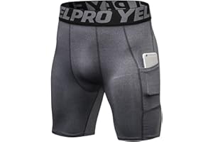 Yishengwan Mallas Cortas Hombre Secado Rápido con Bolsillo Pantalones Cortos de Compresión para Correr Gimnasio Fitness Gym
