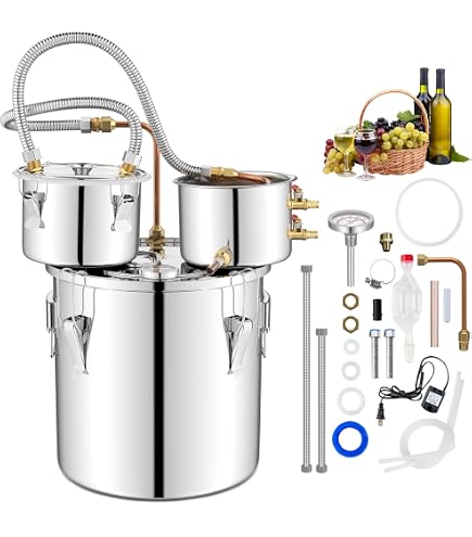 VEVOR 12L Water Alcohol Distiller 3GAL Copper Wine Making Boiler