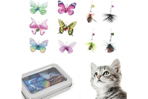 SONGWAY Wymienny wkład do zabawki dla kota, 10 szt. wkładów do zabawek z piórami owadów, nasadki do różdżki, interaktywne zabawki dla kotów domowych, kociąt